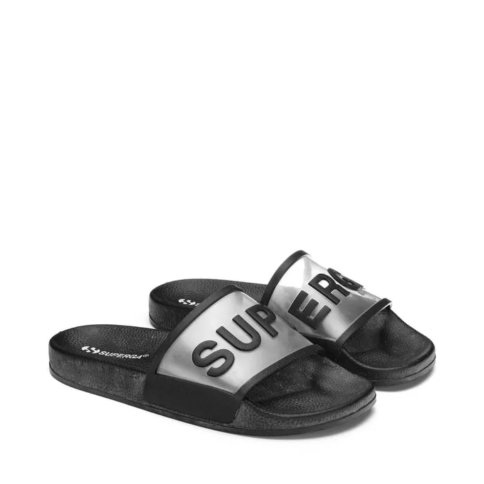 Women Slippers Unisex 1908 SLIDES CLEAR IDENTITY SLIDE BLACK Superga Slippers