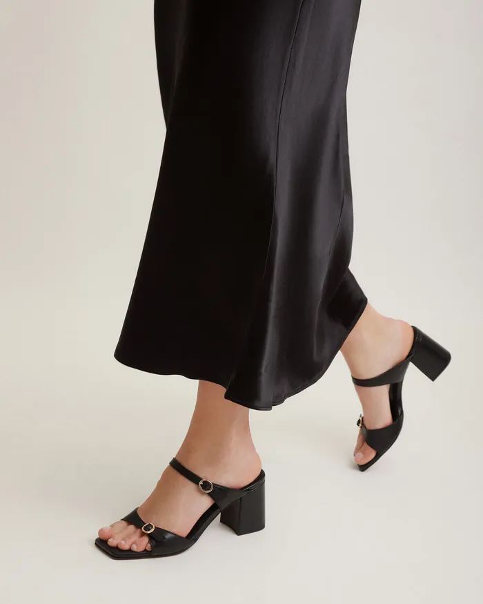 Women Spencer mid heel sandals black leather MID SANDALS jomercer Women Spencer mid heel sandals black leather MID SANDALS jomercer