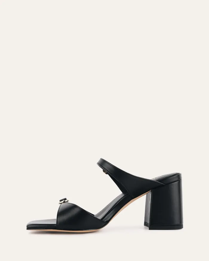 Women Spencer mid heel sandals black leather MID SANDALS jomercer Women Spencer mid heel sandals black leather MID SANDALS jomercer