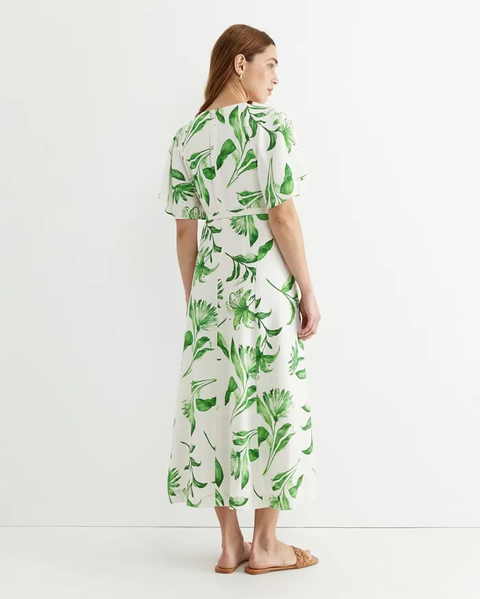 Women Sportscraft Dresses Botanical Silk Blend Midi Dress Green Multi
