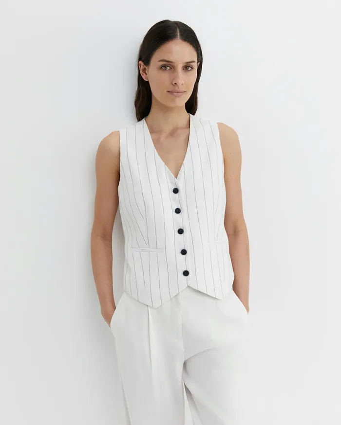 Women Sportscraft Jackets and Vests Brianne Stripe Vest Whitenavy