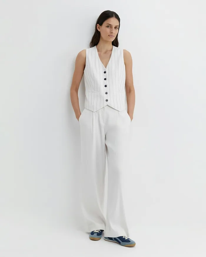 Women Sportscraft Jackets and Vests Brianne Stripe Vest Whitenavy