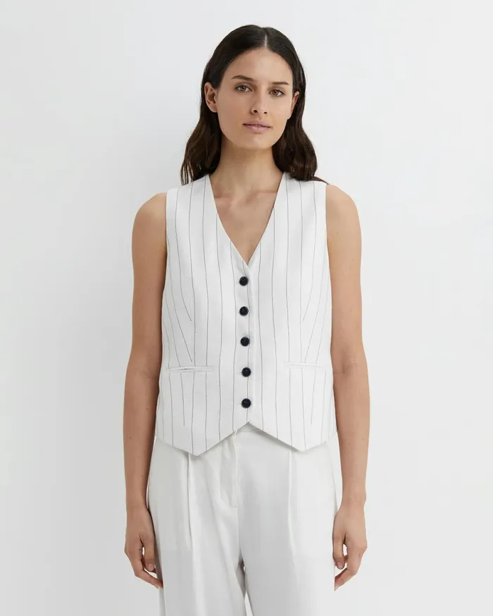 Women Sportscraft Jackets and Vests Brianne Stripe Vest Whitenavy
