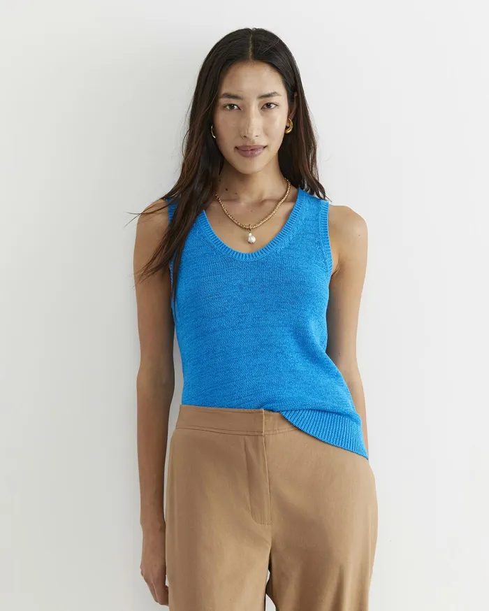 Women Sportscraft Knits and Cardigans Josie Tape Yarn Singlet Cove Blue