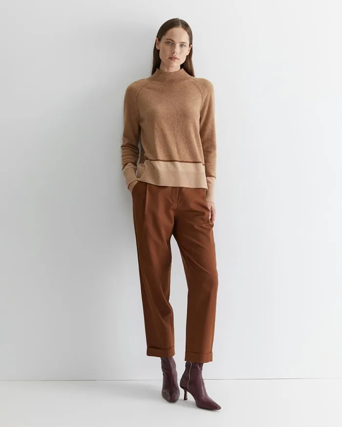 Women Sportscraft Knits and Cardigans Sunshine Colour Block Wool Sweater Camel Marl