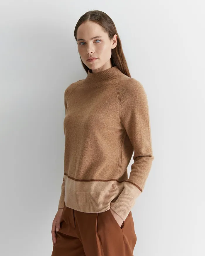 Women Sportscraft Knits and Cardigans Sunshine Colour Block Wool Sweater Camel Marl