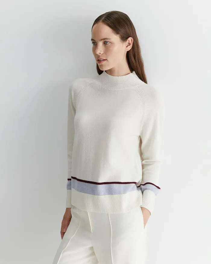 Women Sportscraft Knits and Cardigans Sunshine Colour Block Wool Sweater Winter White