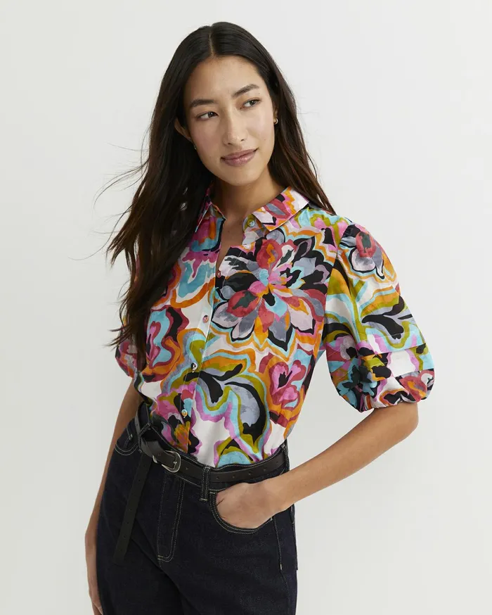 Women Sportscraft Shirts Fiola Lantern Sleeve Blouse Multi