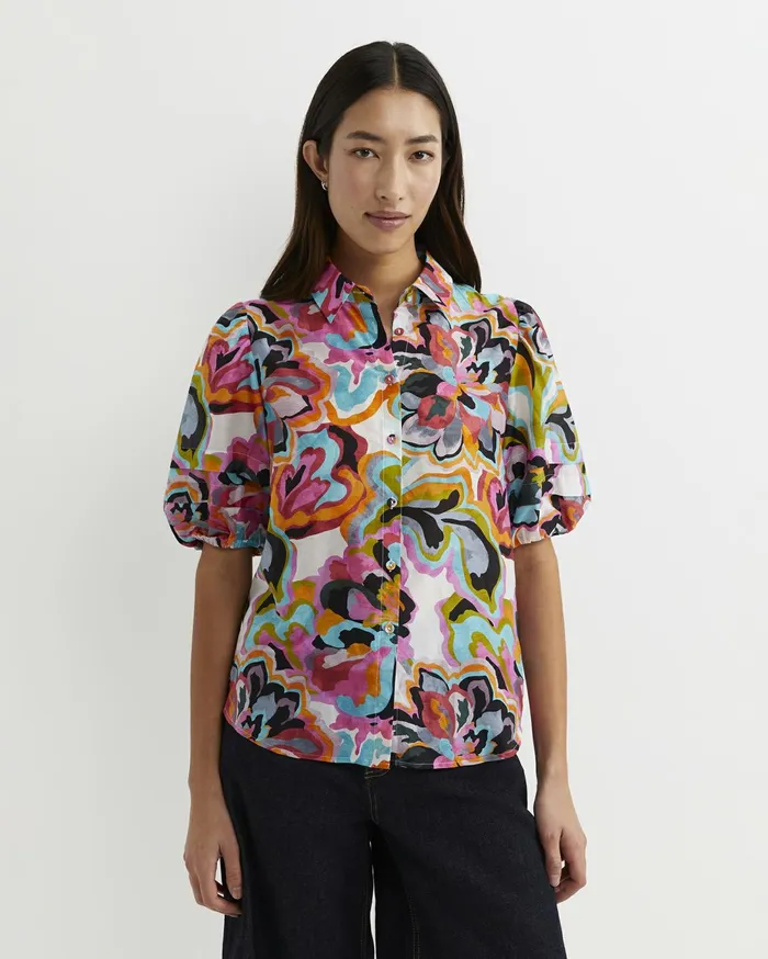 Women Sportscraft Shirts Fiola Lantern Sleeve Blouse Multi