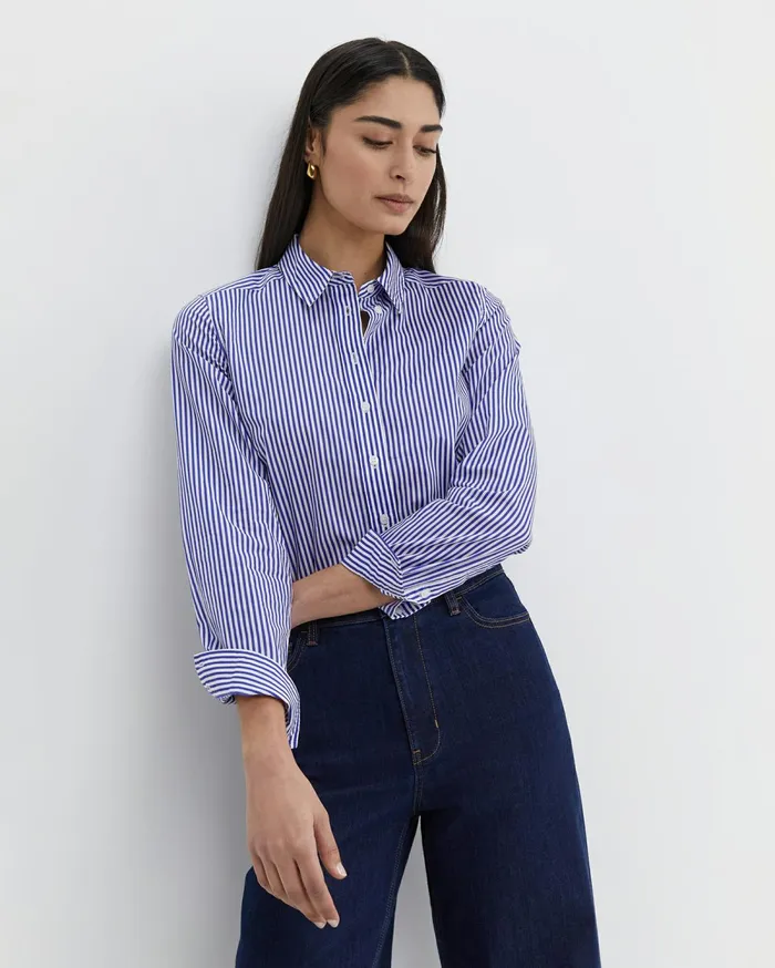 Women Sportscraft Shirts Stripe Lily Voile Shirt Bluewhite
