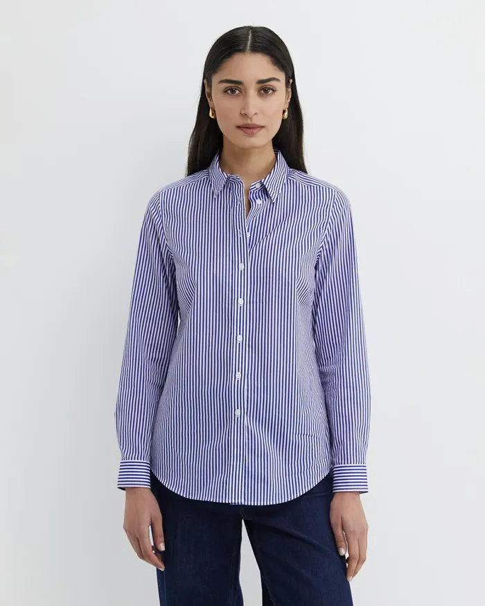 Women Sportscraft Shirts Stripe Lily Voile Shirt Bluewhite