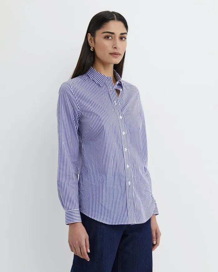 Women Sportscraft Shirts Stripe Lily Voile Shirt Bluewhite