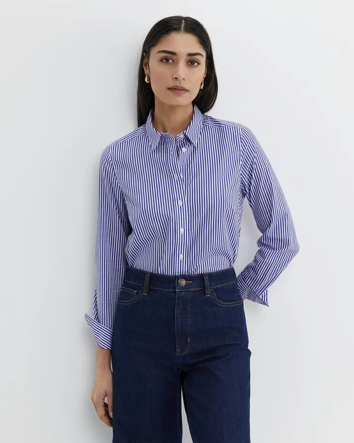 Women Sportscraft Shirts Stripe Lily Voile Shirt Bluewhite