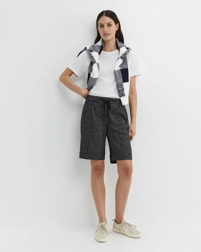 Women Sportscraft Shorts Rosa Stripe Linen Short Navywhite