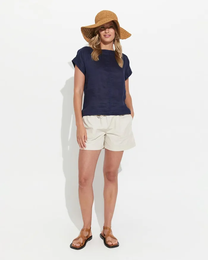 Women Sportscraft Tops and Tees Allegra Linen Top Navy