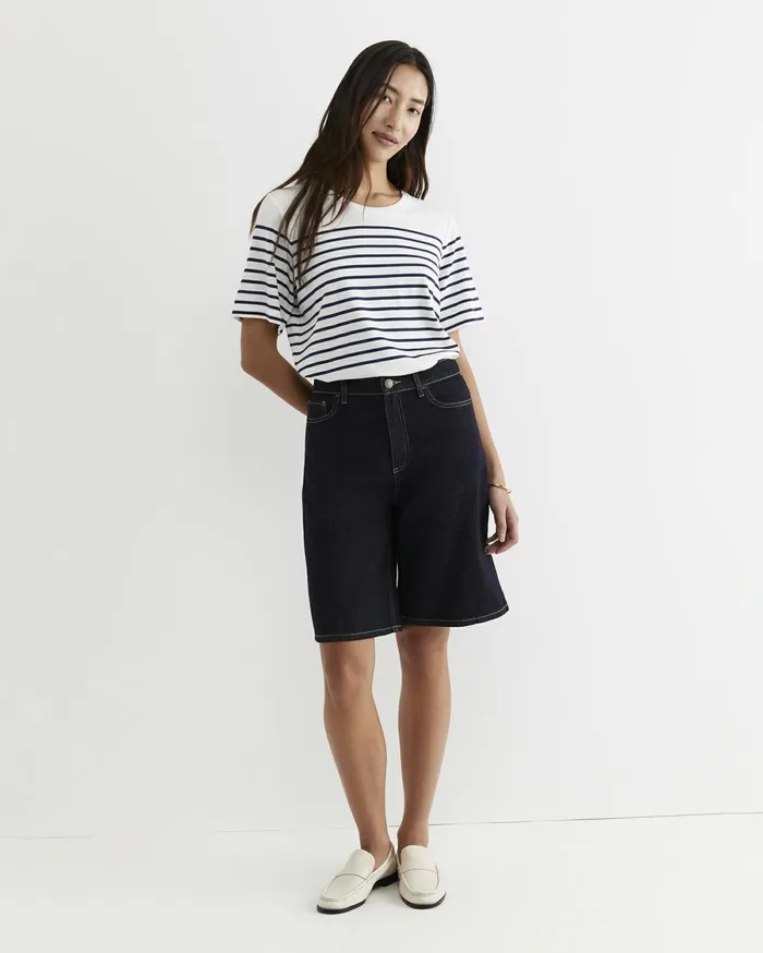 Women Sportscraft Tops and Tees Britta Cropped Stripe Tee Whitenavy