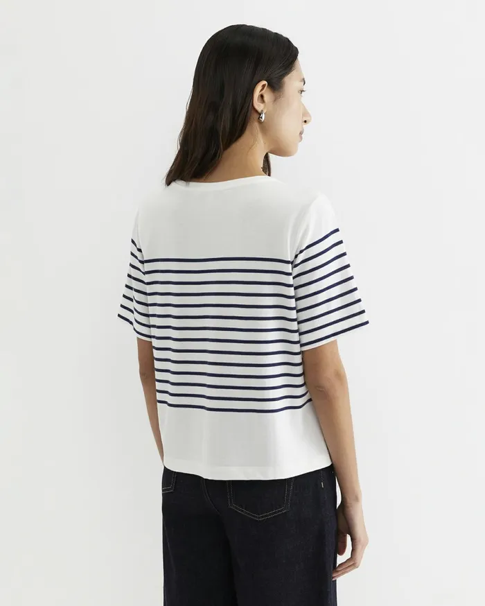 Women Sportscraft Tops and Tees Britta Cropped Stripe Tee Whitenavy