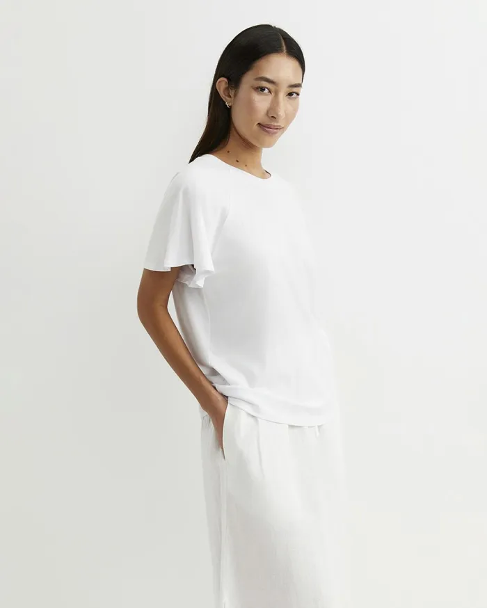 Women Sportscraft Tops and Tees Flutter Short Sleeve Tee White