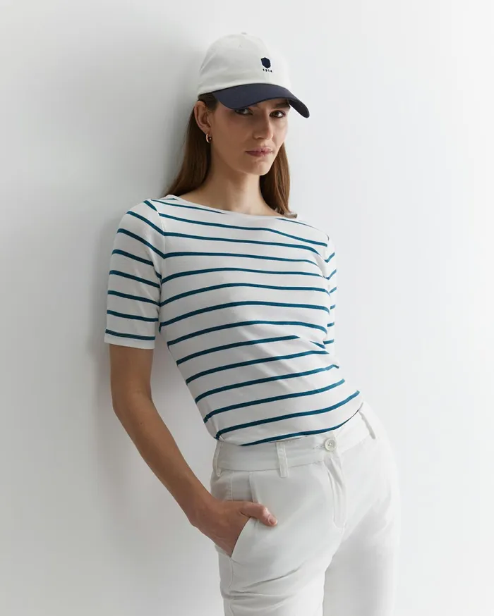Women Sportscraft Tops and Tees Heidi Boat Neck Top Whiteteal