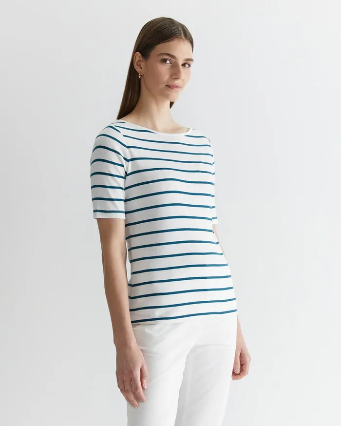 Women Sportscraft Tops and Tees Heidi Boat Neck Top Whiteteal
