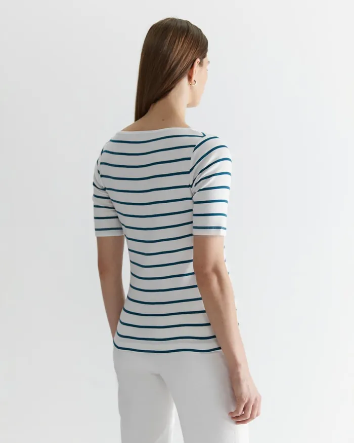 Women Sportscraft Tops and Tees Heidi Boat Neck Top Whiteteal
