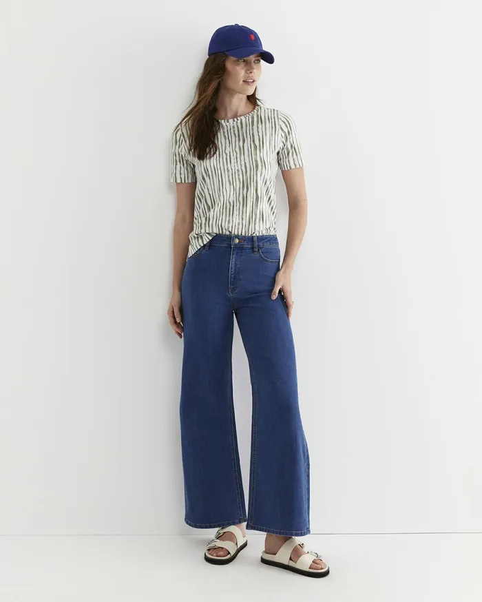 Women Sportscraft Tops and Tees Tina Stripe Mercerised Tee Whitekhaki