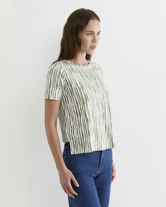 Women Sportscraft Tops and Tees Tina Stripe Mercerised Tee Whitekhaki