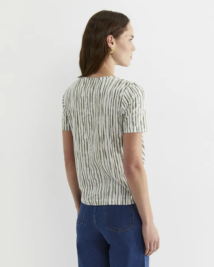 Women Sportscraft Tops and Tees Tina Stripe Mercerised Tee Whitekhaki