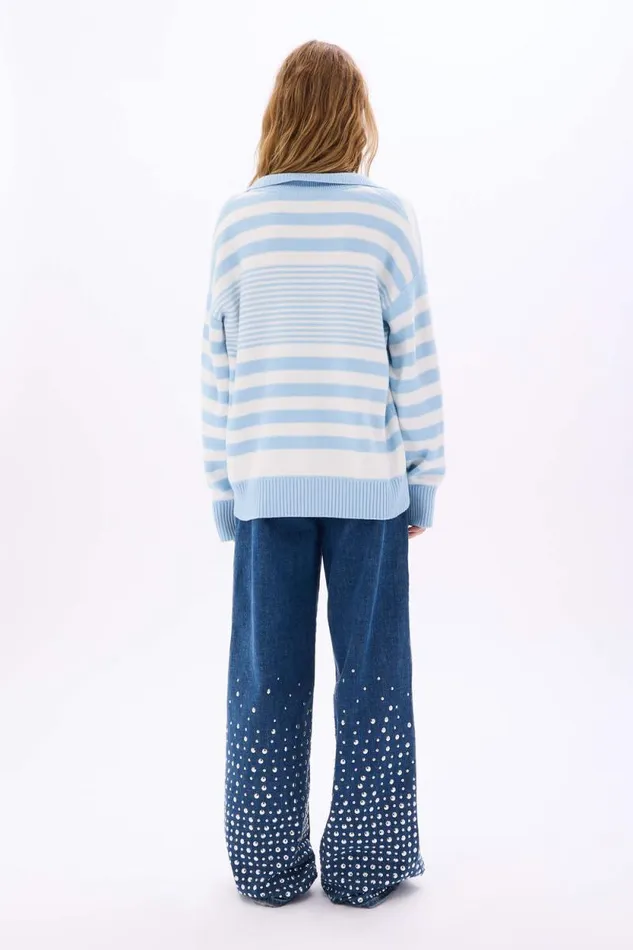 Women Striped Cotton Sailor Sweater Whiteskyblue Stripe Multi Sonia Rykiel Sweaters
