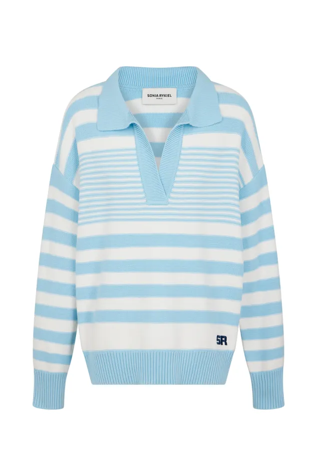 Women Striped Cotton Sailor Sweater Whiteskyblue Stripe Multi Sonia Rykiel Sweaters