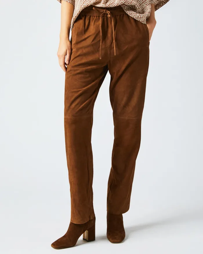 Women Suede Track Pant Cognac Billy Reid Bottoms