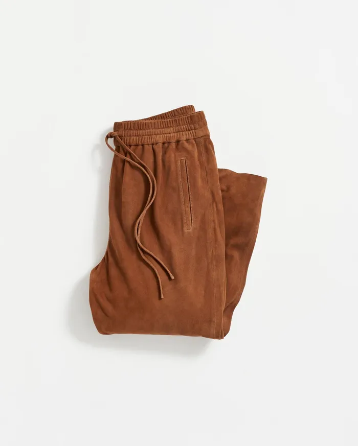 Women Suede Track Pant Cognac Billy Reid Bottoms