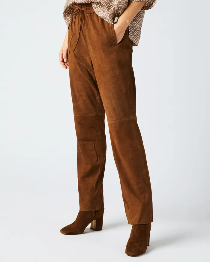 Women Suede Track Pant Cognac Billy Reid Bottoms