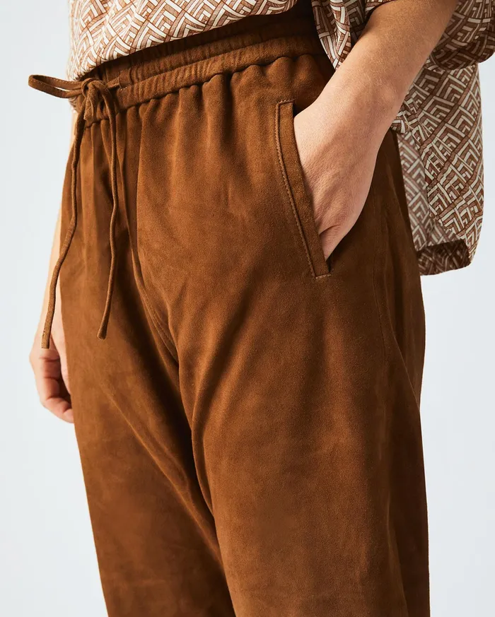 Women Suede Track Pant Cognac Billy Reid Bottoms
