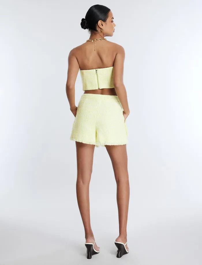 Women Suiting BCBG Boucle Tweed Short Yellow