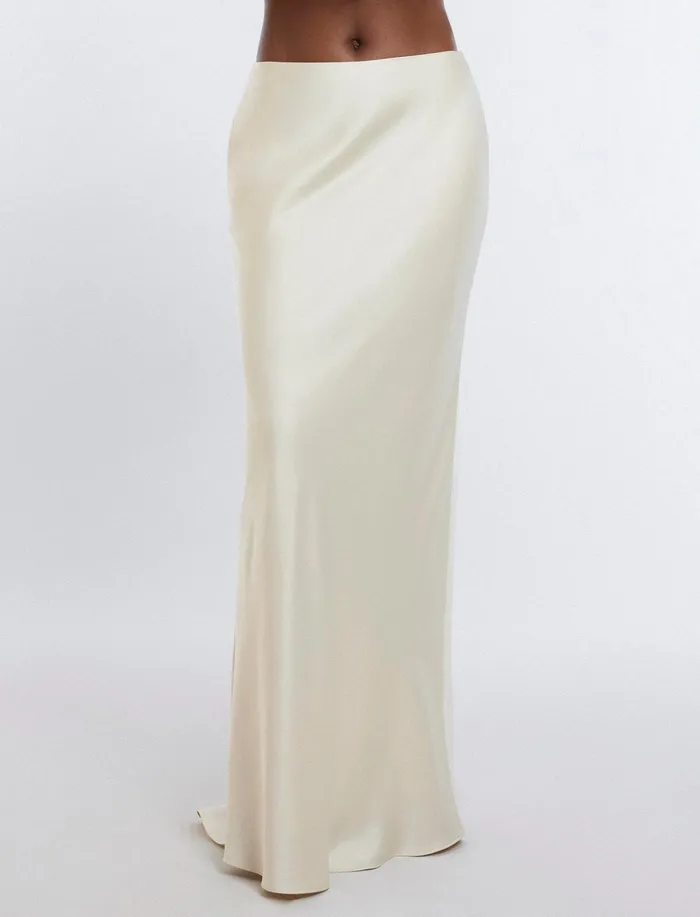 Women Suiting BCBG Satin Maxi Skirt Champagne