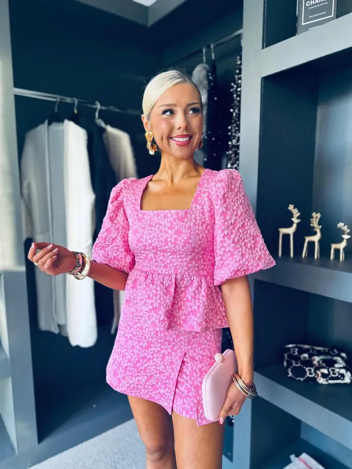 Women Suits and Blazers Canella Lane Hailey Top and Skort Set Pink