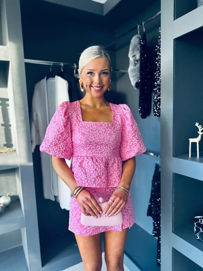 Women Suits and Blazers Canella Lane Hailey Top and Skort Set Pink