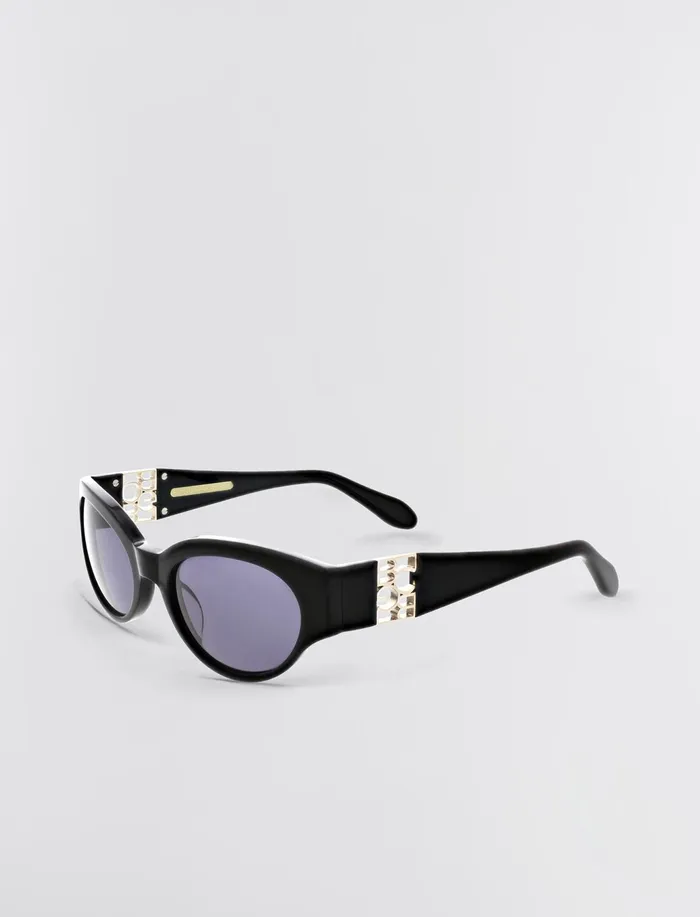 Women Sunglasses BCBG Black Signature Oval Sunglasses Black