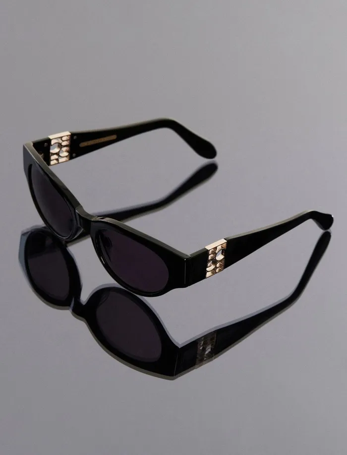 Women Sunglasses BCBG Black Signature Oval Sunglasses Black