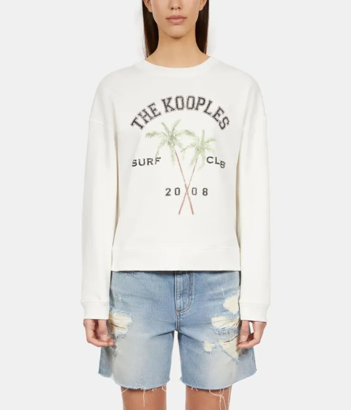 Women Sweatshirts THE KOOPLES Ecru Sweatshirt With Surf Club Serigraphy