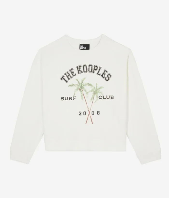 Women Sweatshirts THE KOOPLES Ecru Sweatshirt With Surf Club Serigraphy