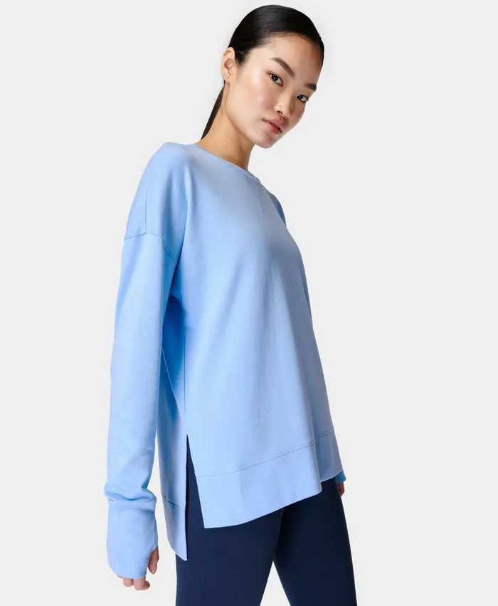 Women Sweaty Betty After Class Longline Sweatshirt Filter Blue Jumpers Hoodies