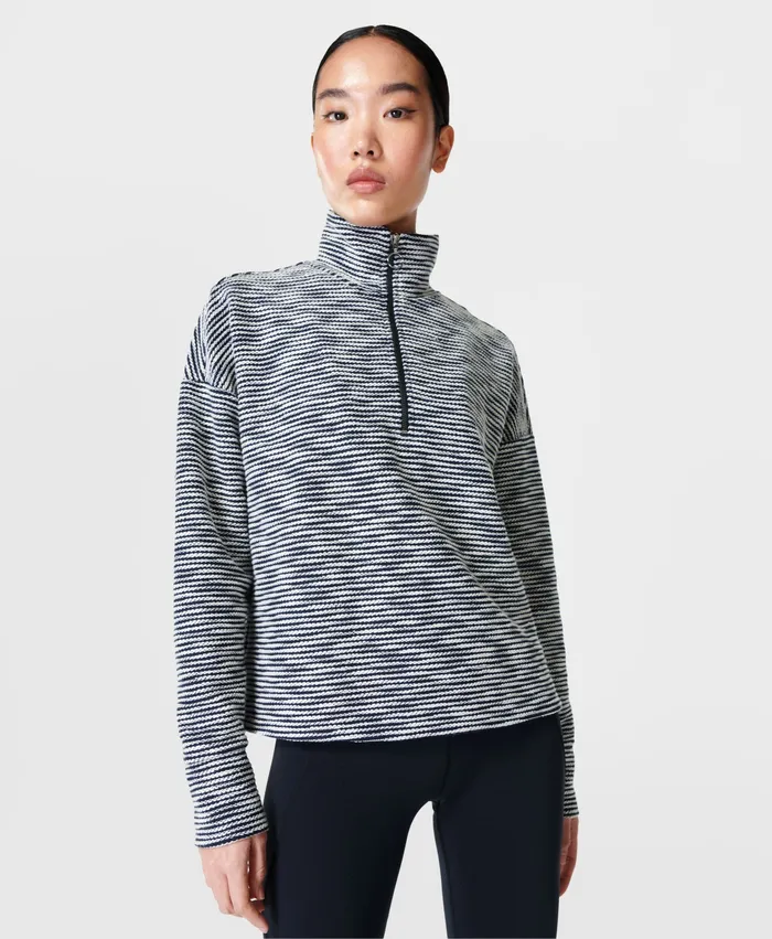 Women Sweaty Betty Rest Up Half Zip Pullover Navy Blue Jumpers Hoodies