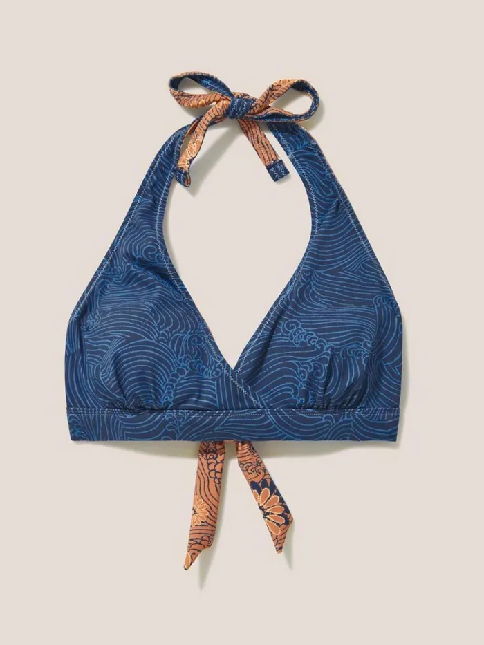 Women SWIMWEAR White Stuff Sunshine Reversible Bikini Top Navy Print