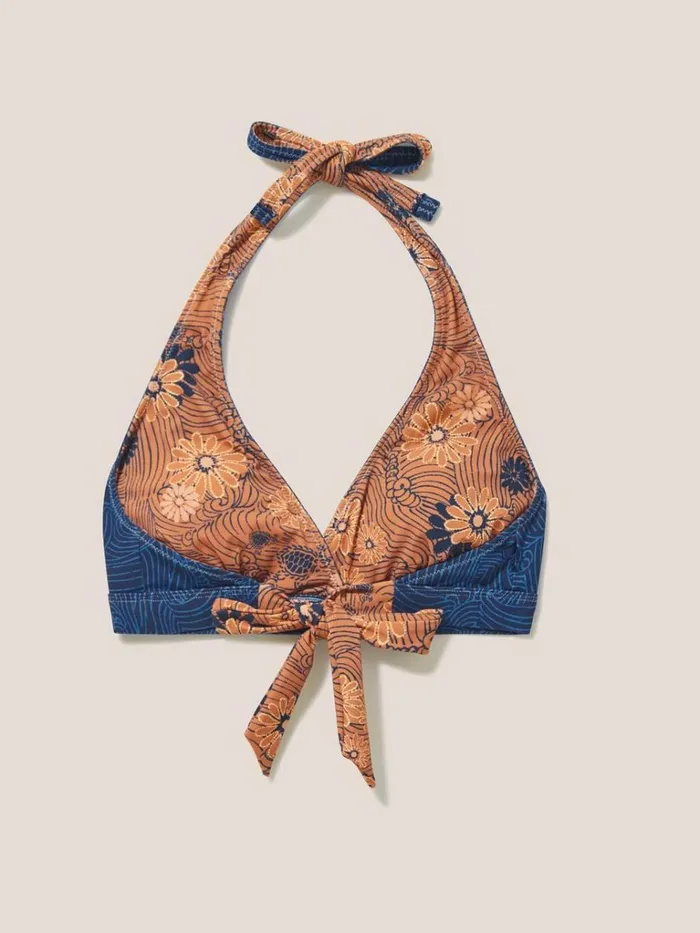 Women SWIMWEAR White Stuff Sunshine Reversible Bikini Top Navy Print