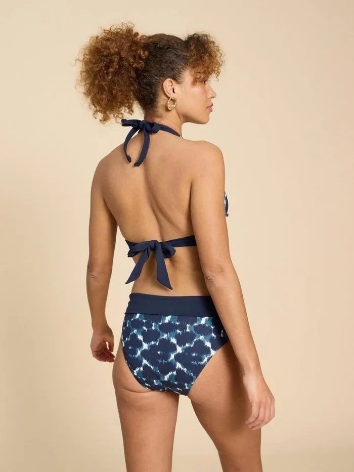 Women SWIMWEAR White Stuff Sunshine Reversible Halter Neck Bikini Top Navy Multi