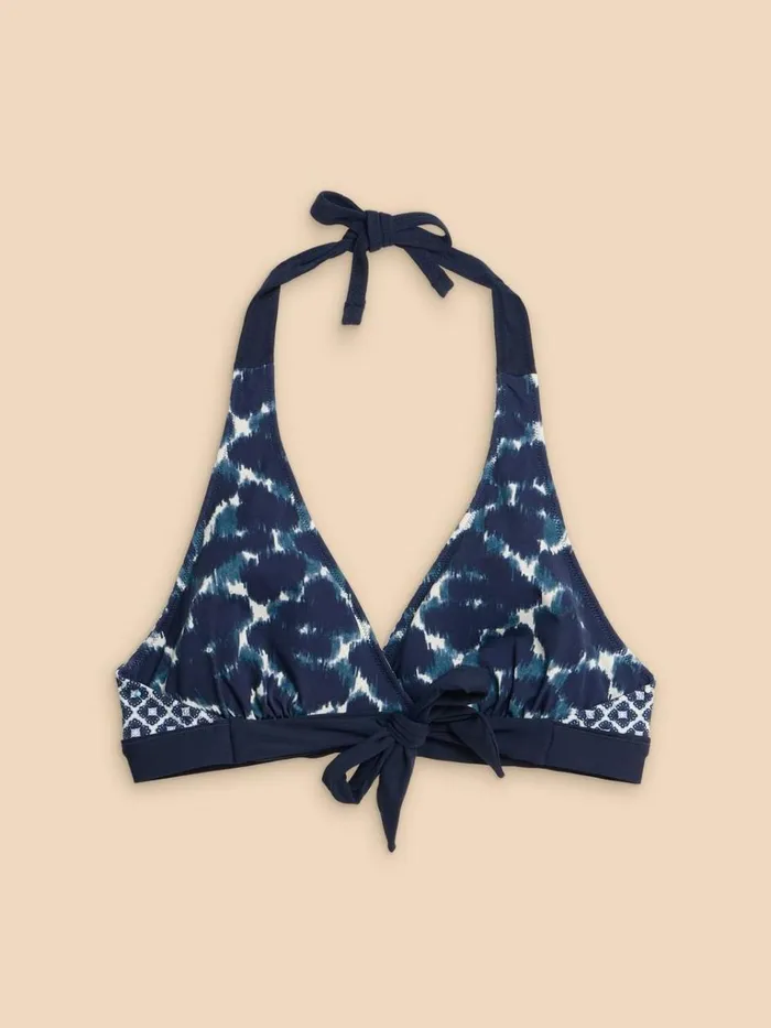 Women SWIMWEAR White Stuff Sunshine Reversible Halter Neck Bikini Top Navy Multi