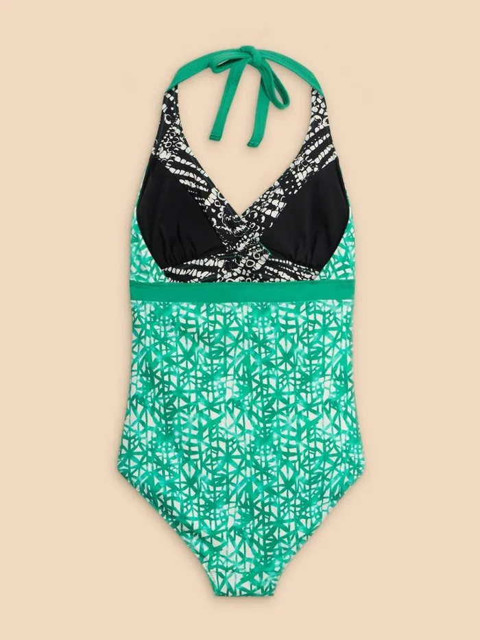 Women SWIMWEAR White Stuff Sunshine Reversible Halter Neck Swimsuit Green Multi Women SWIMWEAR White Stuff Sunshine Reversible Halter Neck Swimsuit Green Multi