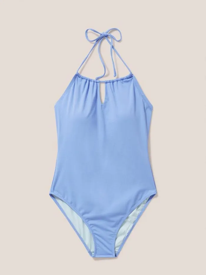 Women SWIMWEAR White Stuff Tamarin High Leg Swimsuit Mid Blue Women SWIMWEAR White Stuff Tamarin High Leg Swimsuit Mid Blue